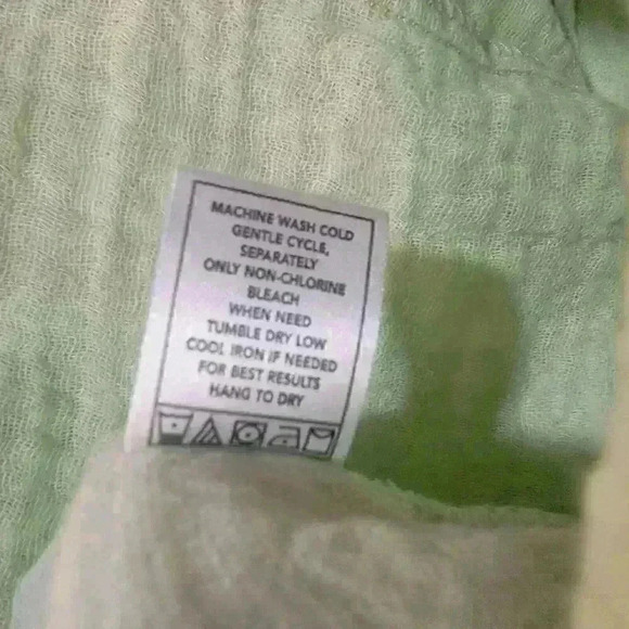 Monrow Top Womens Small Green Twist Front Button Shirt Crinkle Cotton Beach - Picture 4 of 9